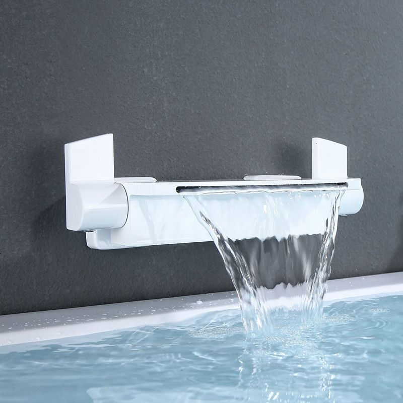 Wall Mounted Metal Tub Filler Low Arc Waterfall Bathroom Tub Faucet Trim