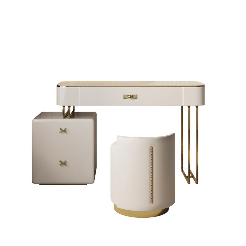 Glam Cream Makeup Vanity Table Dresser With Storage Drawers for Bedroom