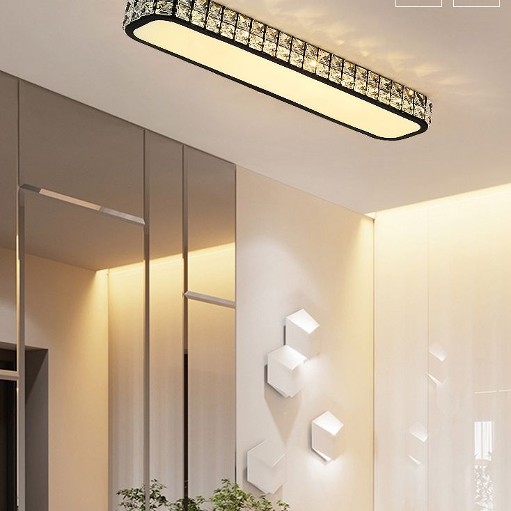 Lampe encastrée oblongue en cristal simplicité LED luminaire de plafond pour couloir