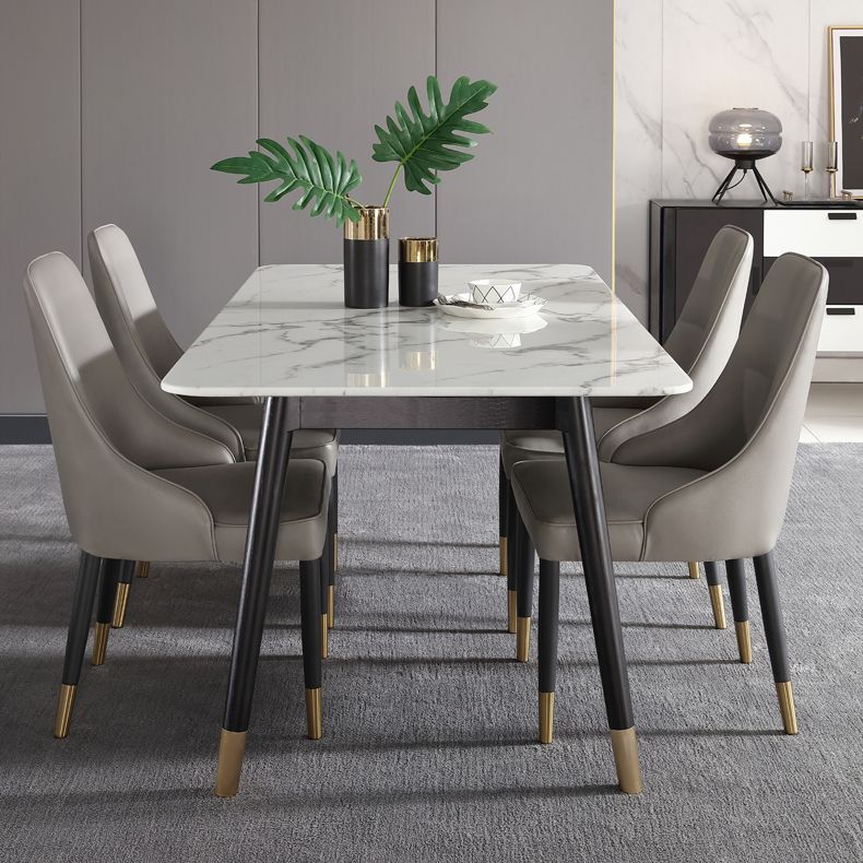 Mesa de comedor de lujo de mármol, mesa rectangular con base de 4 patas para el hogar