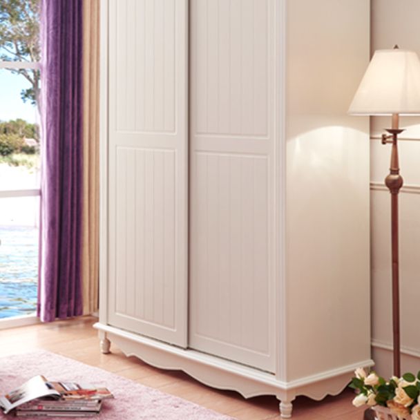 Wooden Wardrobe Cabinet White Wardrobe Closet with Garment Rod