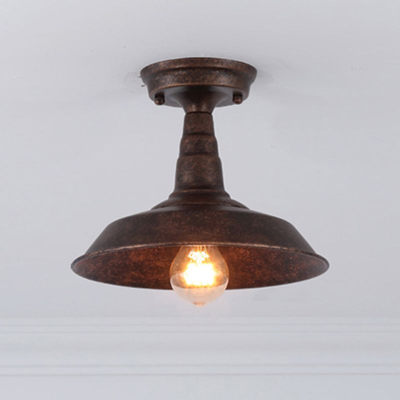 Plafoniera da portico a forma di fienile, retrò, industriale, in metallo, a 1 luce, a semi-incasso