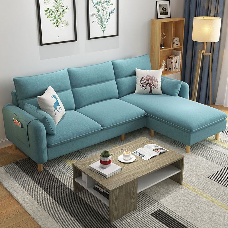 Nordic Living Room with Storage Square Arm Cushions Sofa Chaise