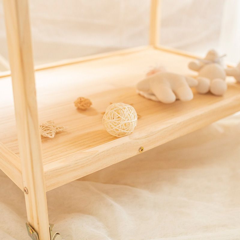 Wooden Brown Baby Crib Storage Modern Nursery Bed with Storage