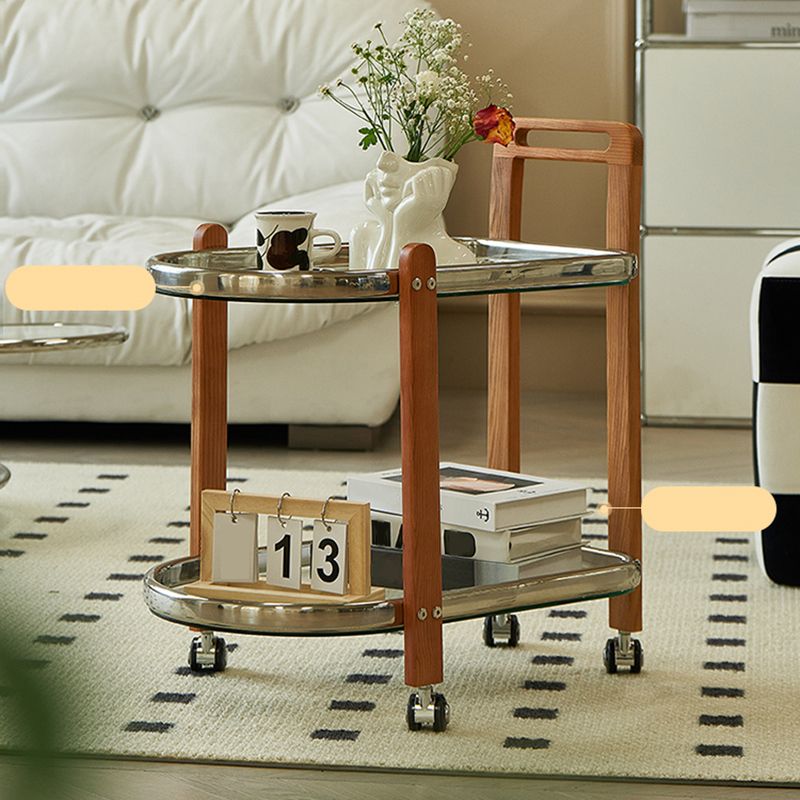 Contemporary Glass Top End Slide Table Geometric 4 Legs Side Table