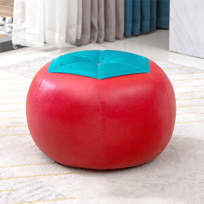 Stain Resistant Faux Leather Ottoman Football Printed Pouf Modern Ottoman