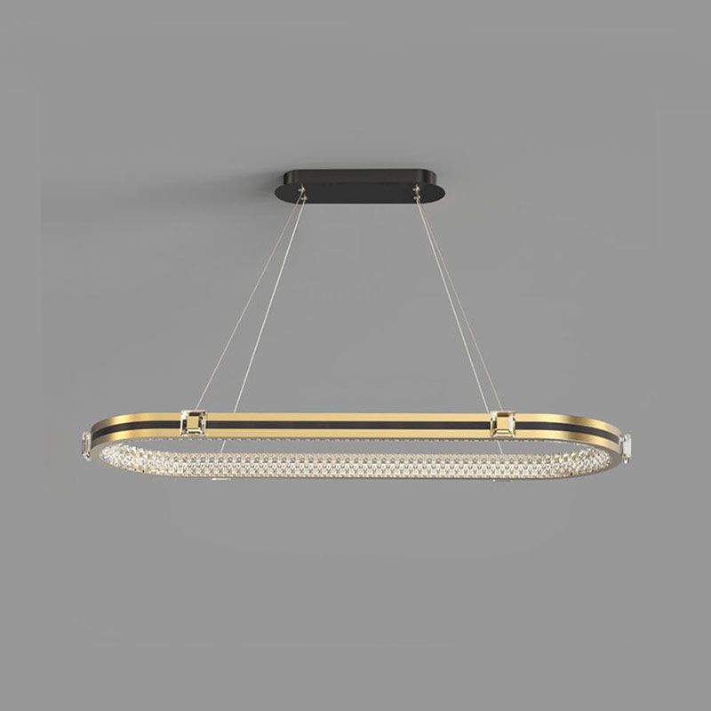 Postmodern Oblong LED Island Lighting Metallic Dining Room Suspension Lamp