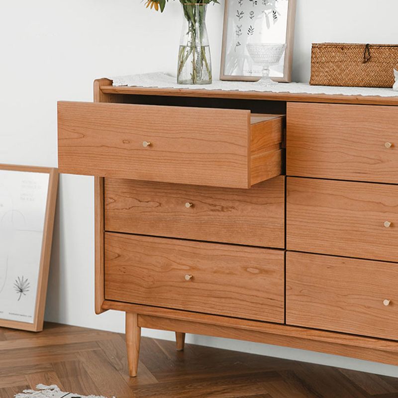Minimalistic Water Resistant Storage Cabinet Solid Wood Accent Chests with 6 Drawers