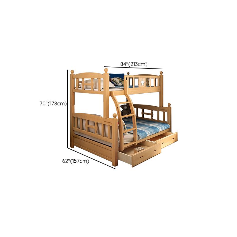 Natural Beech Bunk Bed Modern Bedroom Bunk Bed with Footboard