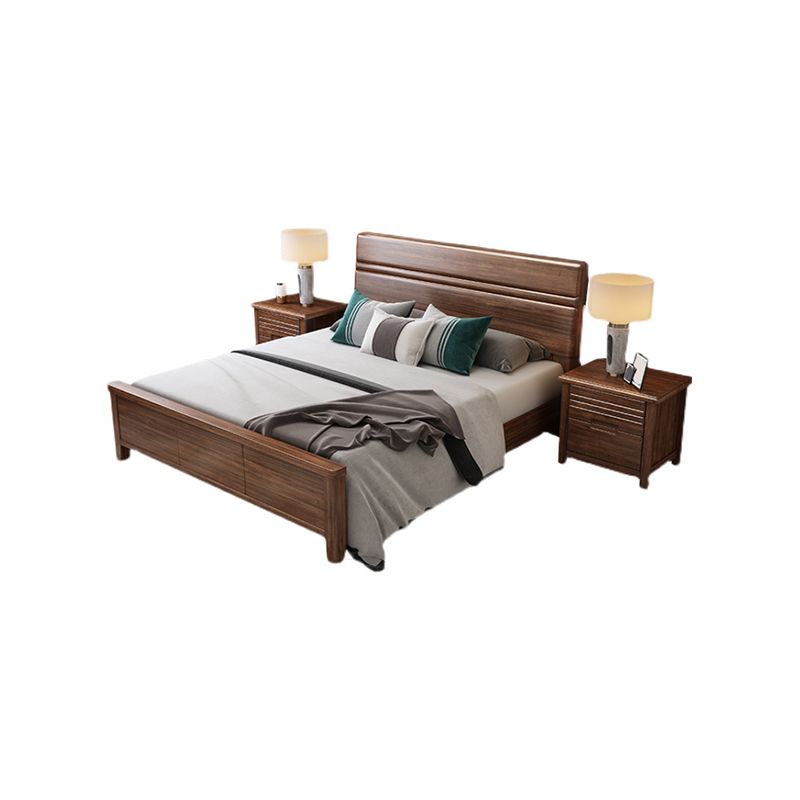 42.5" Traditional Solid Wood Bed, Low Profile Bed in Ash Walnut