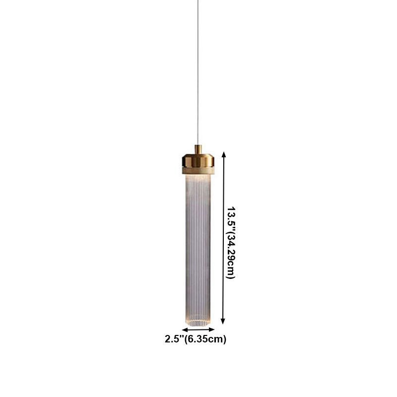Contemporary Glass Hanging Light 1-Light Cylinder Suspension Pendant for Bedroom