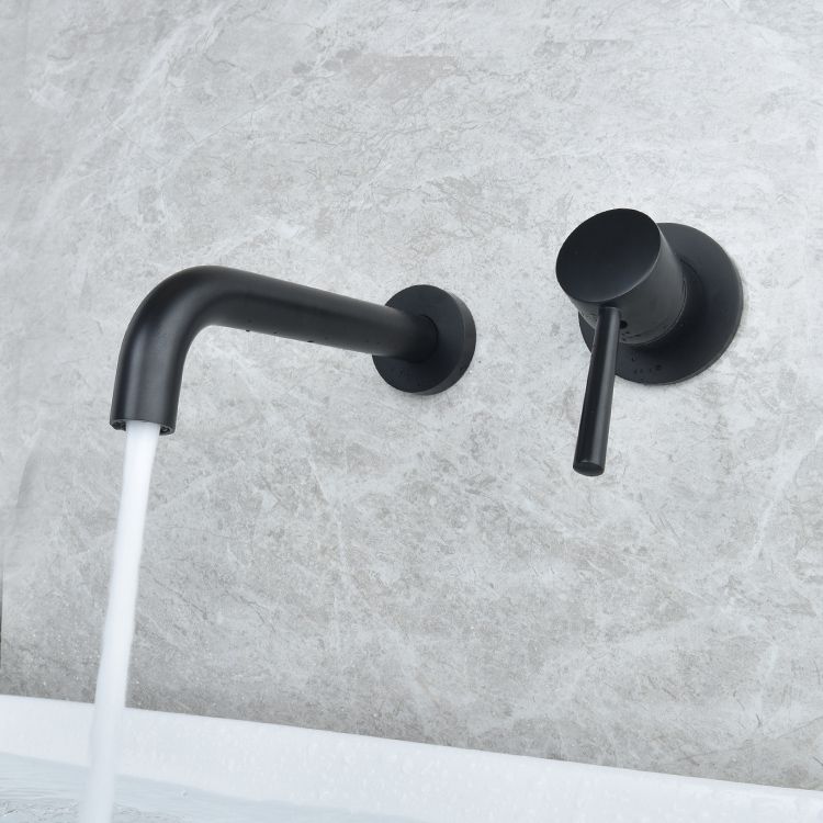 Wall Mounted Metal Tub Filler Low Arc Tubular Bathroom Faucet