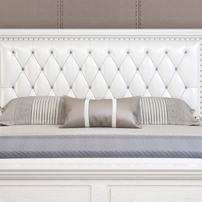 Contemporary Wood and Upholstered Bed Rectangular Standard Bed with Custom Gold Legs