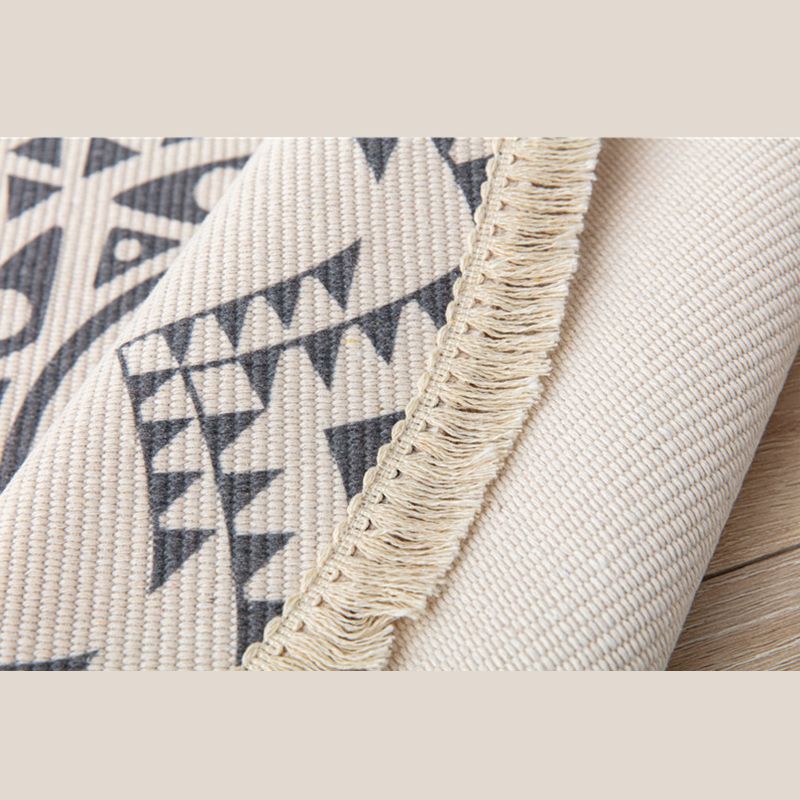 Bohemian Area Rug Americana Pattern Modern Carpet Fringe Design Cotton Blend Rug for Living Room