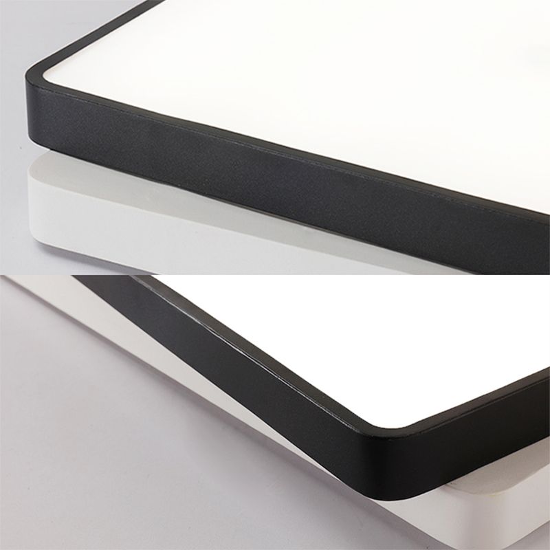 Plafonnier LED carré/rectangulaire noir en métal nordique pour chambre à coucher en blanc chaud/blanc, 11"/19"/35,5" de large