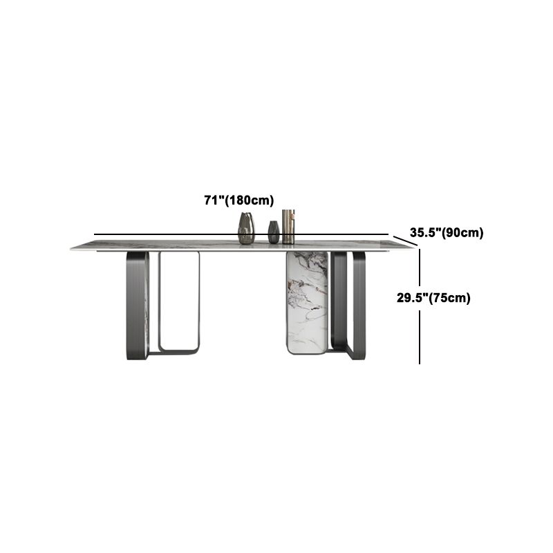 Modern Style Rectangle Sintered Stone Table Set 1/3/4/5 Pieces Dining Set