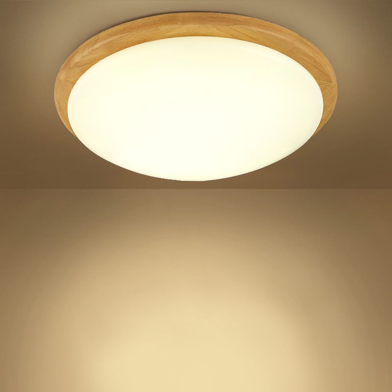 Drum Wood Flush Mount Ceiling Light Fixtures Modern Style 1-Light Flush Ceiling Lamps