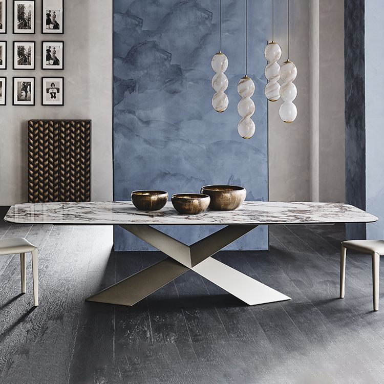 Sintered Stone Tisch für den industriellen Esstisch des Restaurants mit schwarzer Sockelbasis