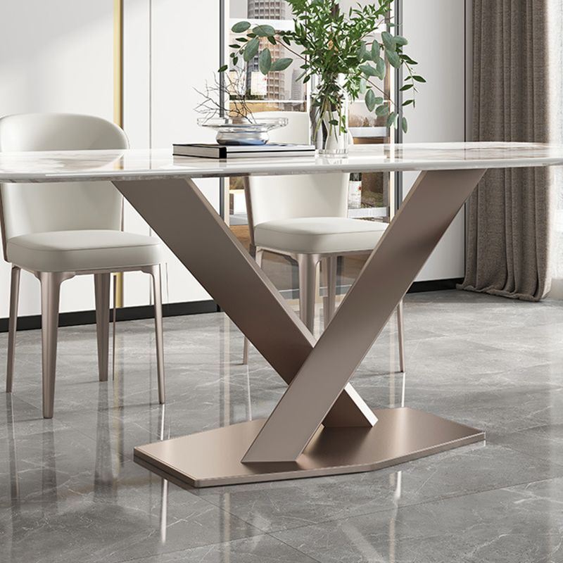 Contemporary 1/4/5/7 Pieces Dining Set Rectangle Stone Dining Table Set in White