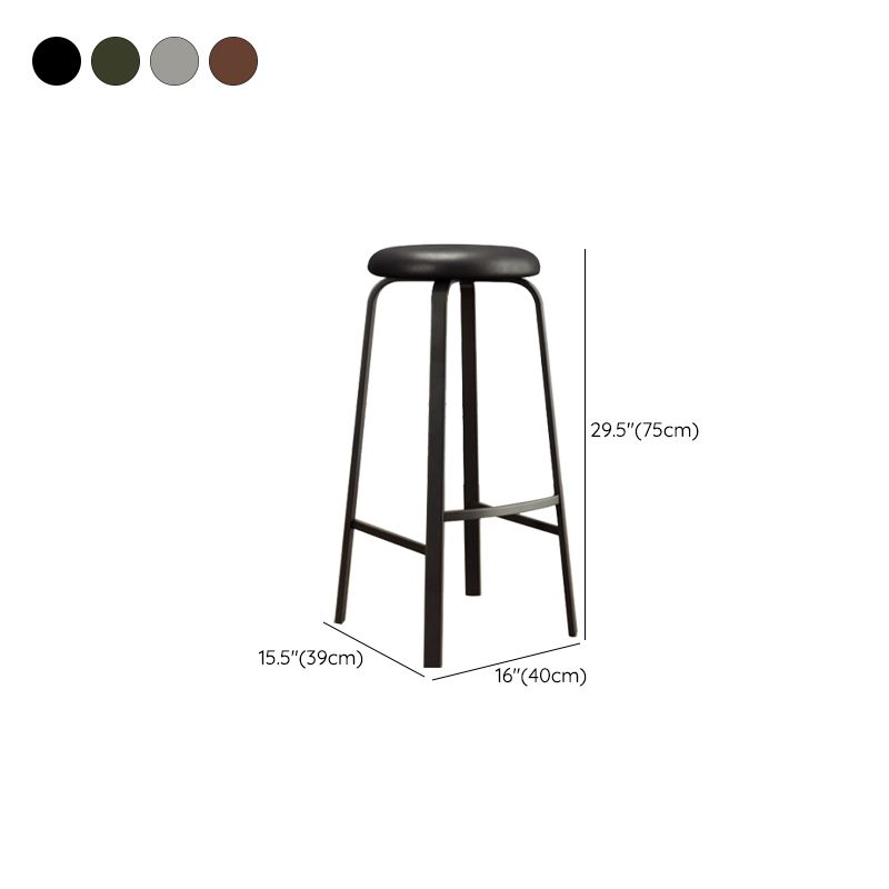 Modern Stackable Armless Counter Stool Iron Bar Stool with Cushion and Pedal for Cafe