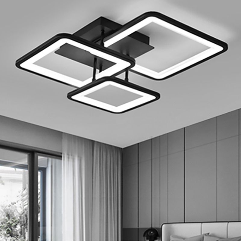 Square/Round LED Flush Mount Ceiling Fixture with Acrylic Shade Modern Flush Light