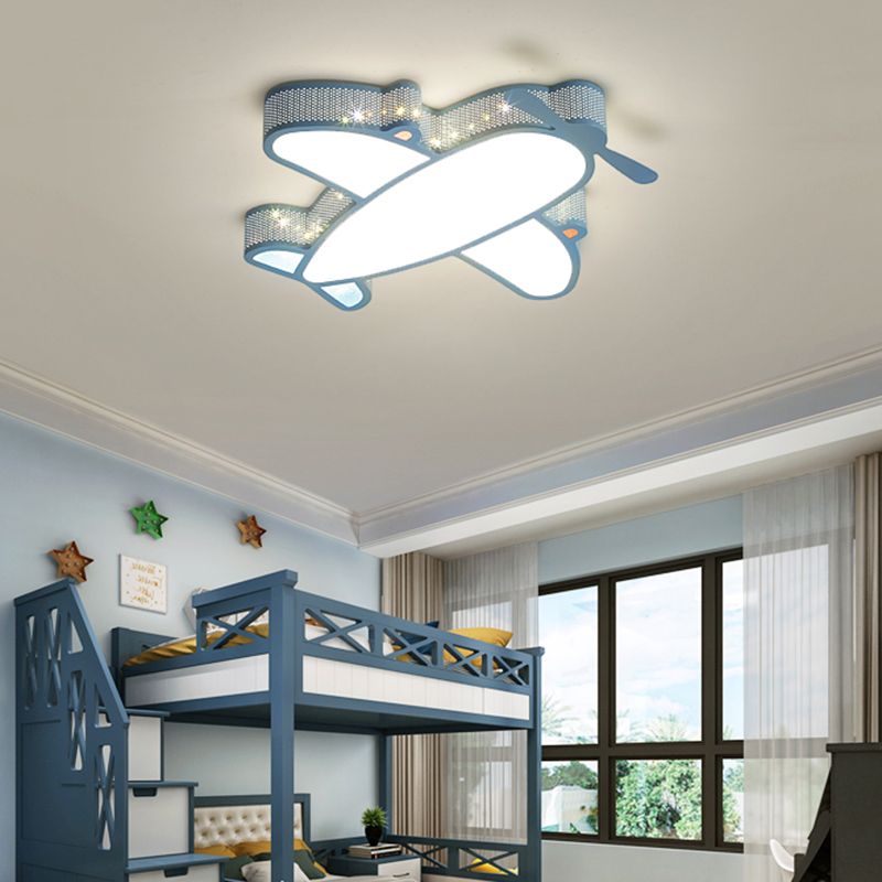 Metal Airplane Flushmount Light Cartoon LED Ceiling Light Fixture with Hollowed-out Design