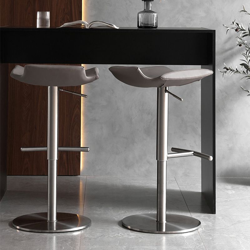 Contemporary Backless Dining Stool Adjustable Height Bar Stool with Footrest