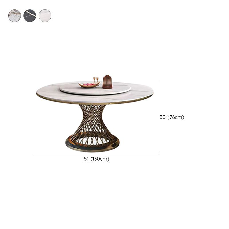 Round Turntable Dining Table Sintered Stone Dining Table for Home