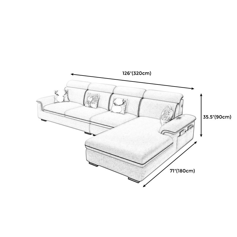 125.98"D x 70.87"W x 35.43"H Pillow Top Arm Sectionals, Modern High Back Sofa with Storage
