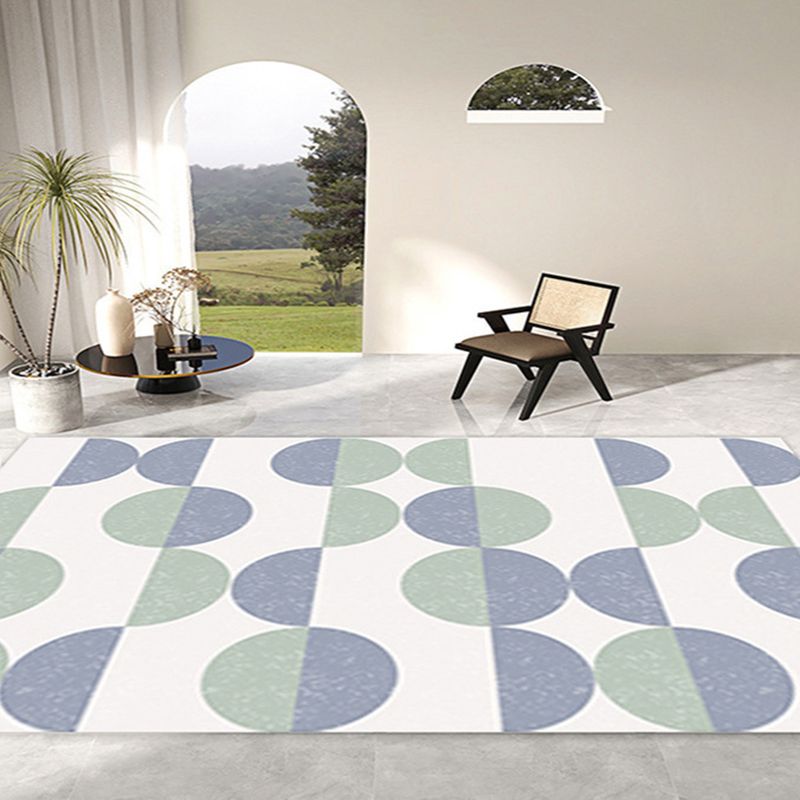 Geometric Pattern Living Room Rug Color Block Carpet Polyester Washable Area Rug
