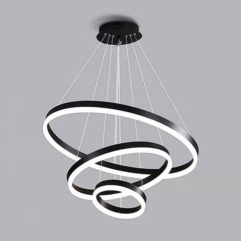 Black Multi-Tier Chandelier Lighting Fixture Modern Chandelier Pendant Light for Bedroom