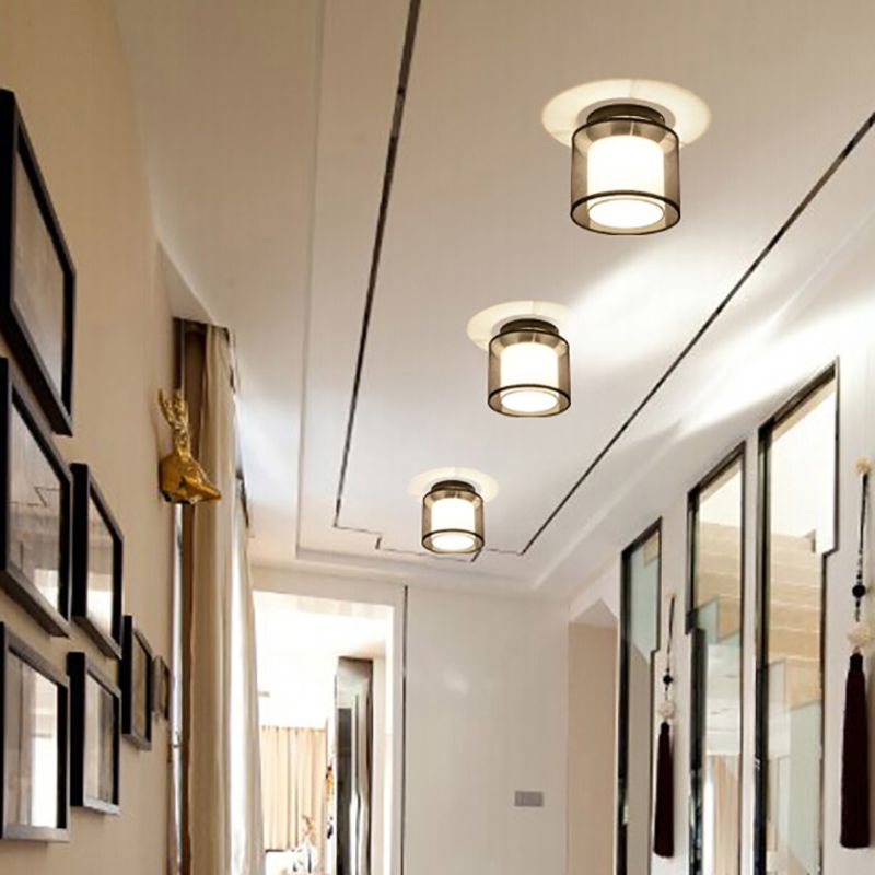 Luz de montaje de techo geométrico de tela Luz de luz de montaje tradicional Luz montada en el techo del pasillo