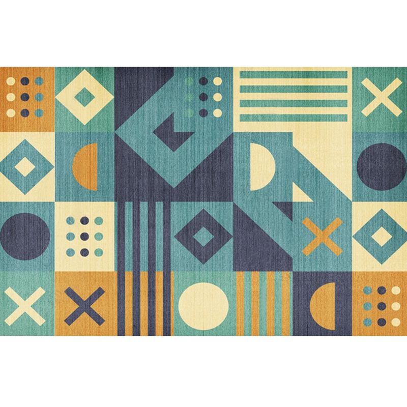 Chic Blue Modern Rug Geometric Print Polyester Area Rug Anti-Slip Area Carpet for Home Decor