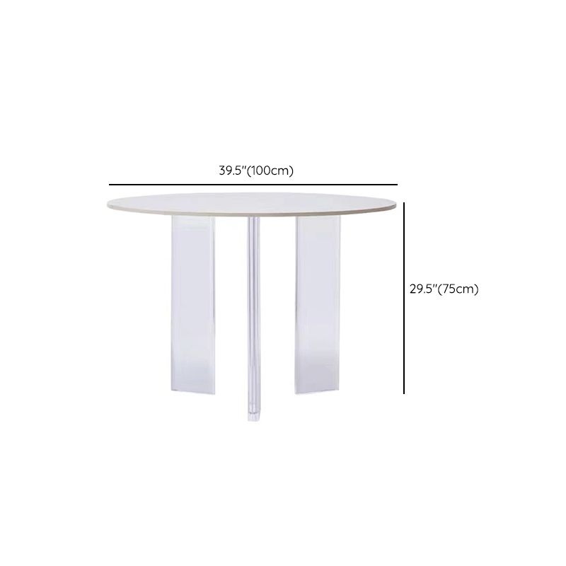 White Stone Dining Table Modern Round Dining Table with Acrylic Legs