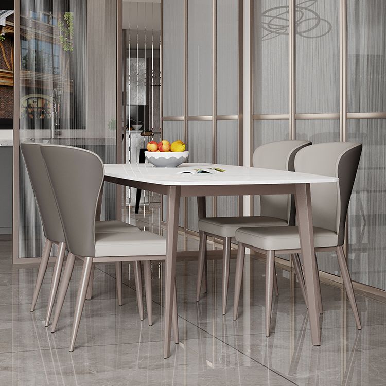 Modern Style Sintered Stone Dining Set with 4 Legs Fixed Table Dinette Set for Dining Room