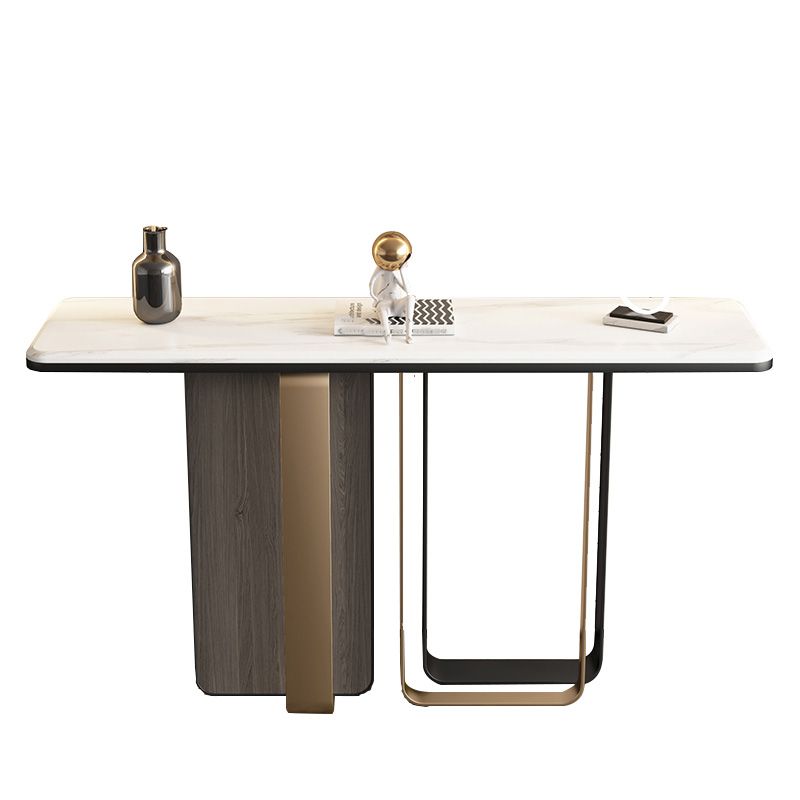 13" Wide Glam Accent Table Stone Rectangle Console Accent Table