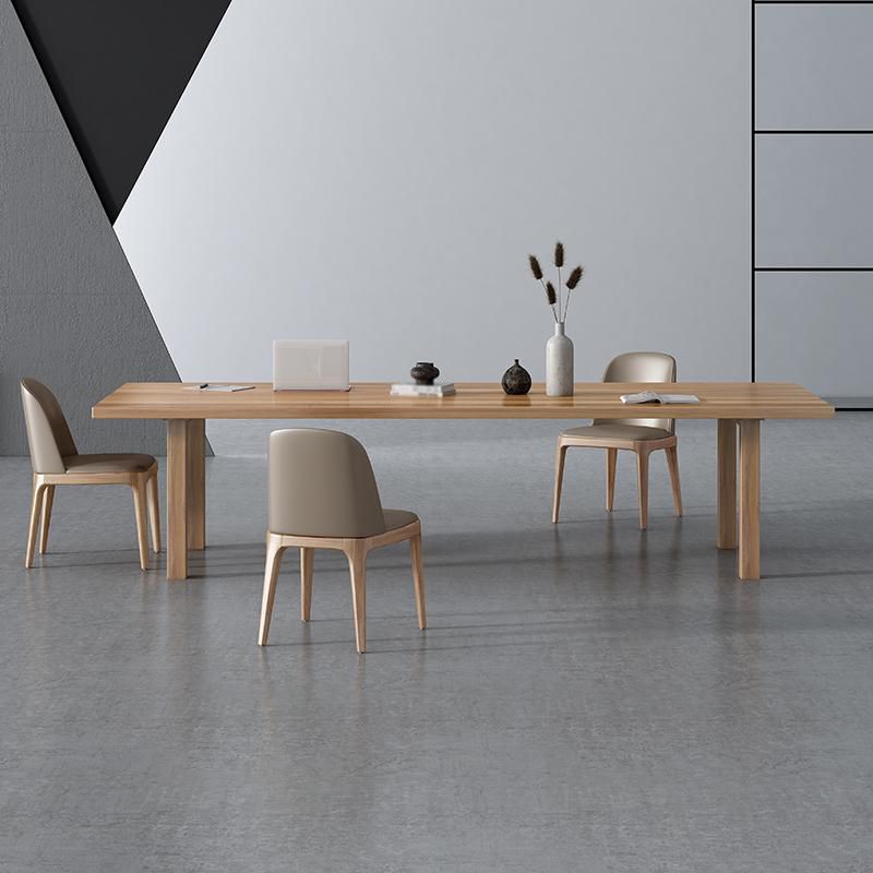 Modern Solid Wood Table for Restaurant Rectangle Brown Dining Table with 4 Legs