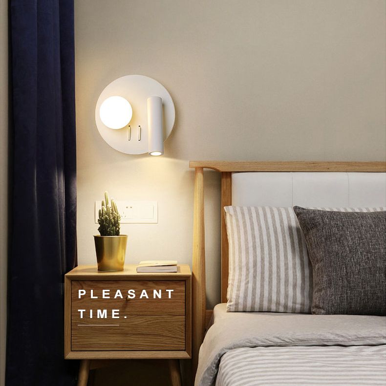 1-Light Minimalisme Acrylique Murce Murce Lampe légère murale blanche pour chambre à coucher