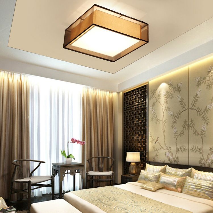 Luminaires encastrés en tissu couleur café, plafonnier traditionnel pour salon