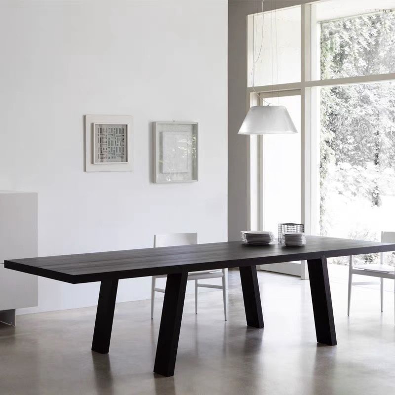 Mesa moderna de madera maciza de fresno para restaurante, mesa de cocina rectangular con 4 patas