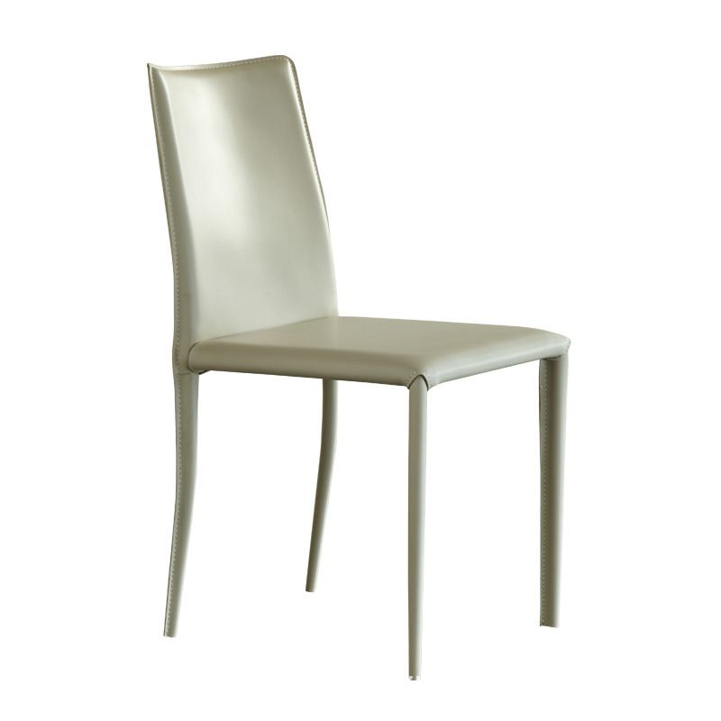 Modern Leather Side Chair Solid Back Dining Chair for Dining Room