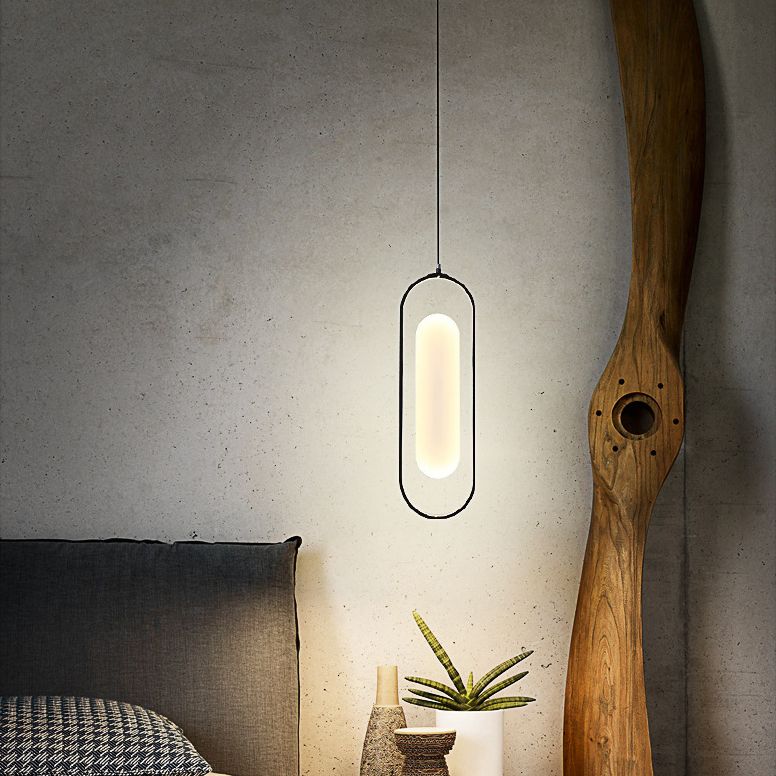 Simplicidad Péndulo oblongo Ligera acrílica La lámpara colgante de acrílico LED en negro