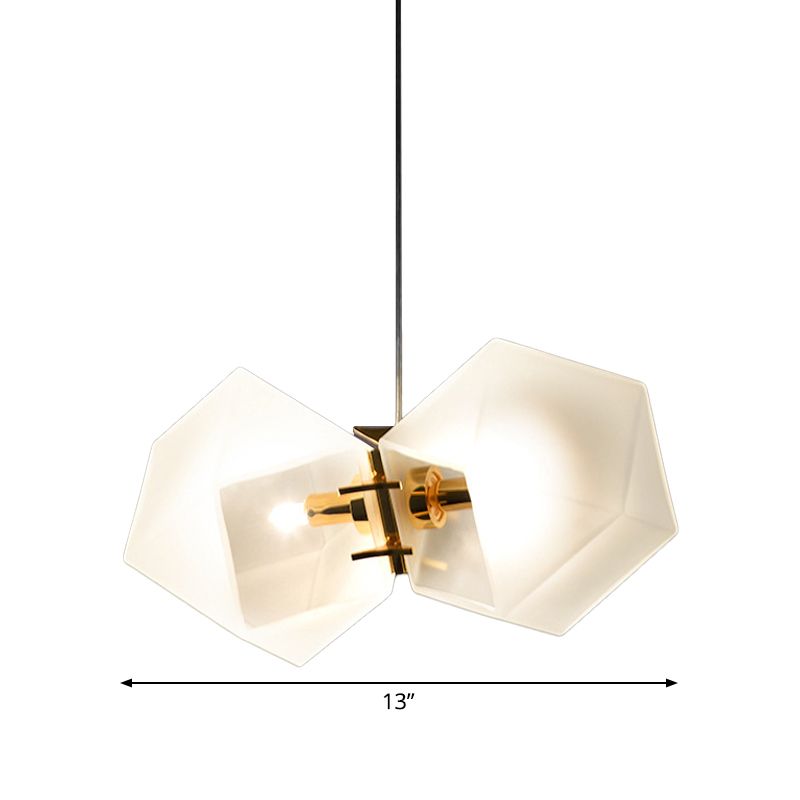 Frosted White Glass Honeycomb Island Lamp Modern Style 2/4/8-Light Brass Ceiling Hang Light for Living Room