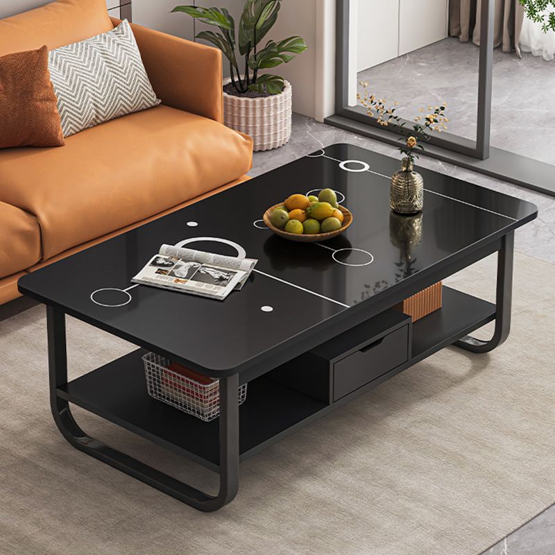 Contemporary Sled Cocktail Table Rectangle Single Coffee Table