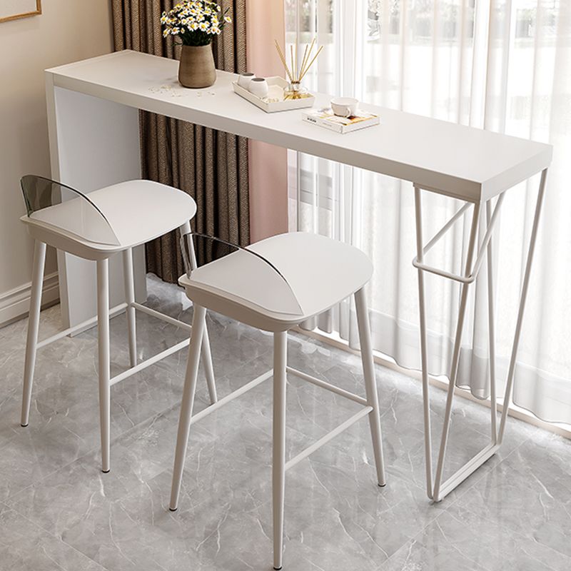 Modern White Bistro Bar Table Rectangle Solid Wood Bar Table for Home