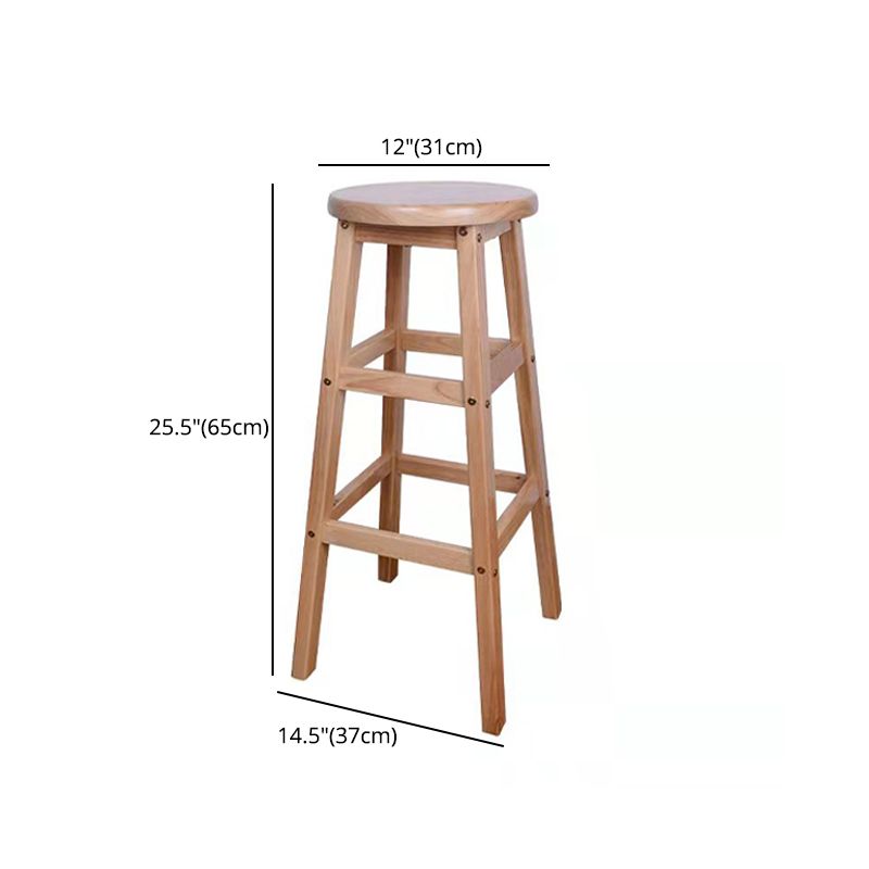 Modern Armless Backless Counter Stool Wood Bar Stool with Footrest