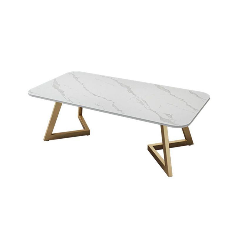 Glam Iron Base Coffee Table with Rectangle Stone Top Cocktail Table