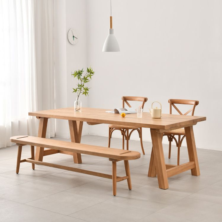 Modern 1/2/4/5 Pieces Dining Bench Set Rectangle Pine Wood Dining Table for Kitchen