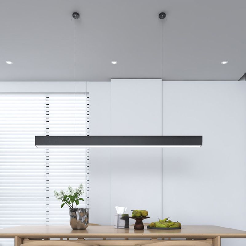 Rectangle Island Lights Modern Metal 1 Light Kitchen Island Lighting in Black