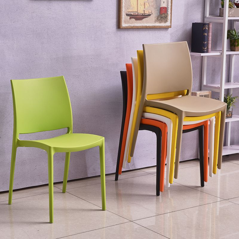 Contemporary Style Dining Chairs Plastic Armless Side Chairs for Kitchen